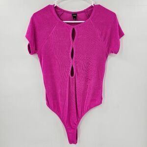 Wild fable medium body suit hot pink barbie cutout tshirt